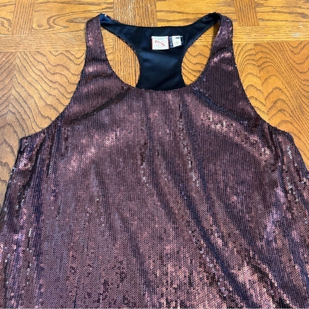 French Connection Bronze Sequins Mini Tank Dress Sz 8 Festival Party Sparkle - Picture 3 of 11